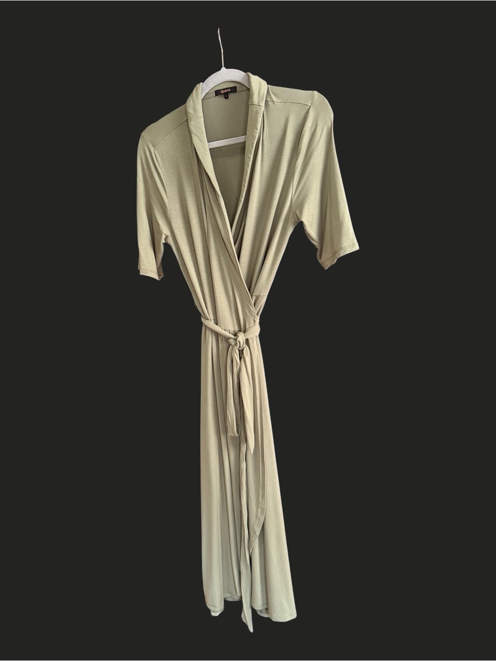 QUINCE Tencel Jersey Midi Wrap Dress Sage Green L - Picture 5 of 10